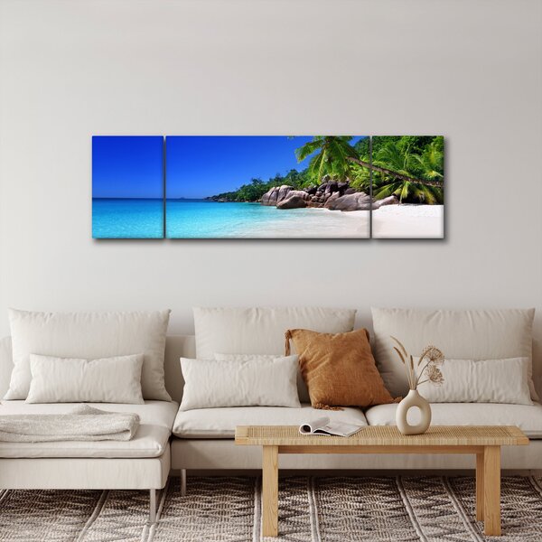 Obraz pláže na Praslin ostrově (170x50 cm)