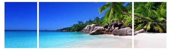 Obraz pláže na Praslin ostrově (170x50 cm)