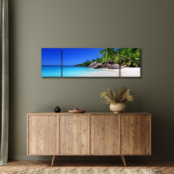 Obraz pláže na Praslin ostrově (170x50 cm)