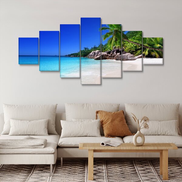 Obraz pláže na Praslin ostrově (210x100 cm)
