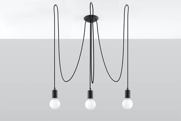 Sollux Závěsná lampa EDISON 3 E27 - černá