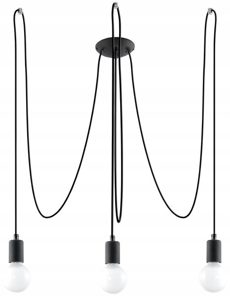 Sollux Závěsná lampa EDISON 3 E27 - černá