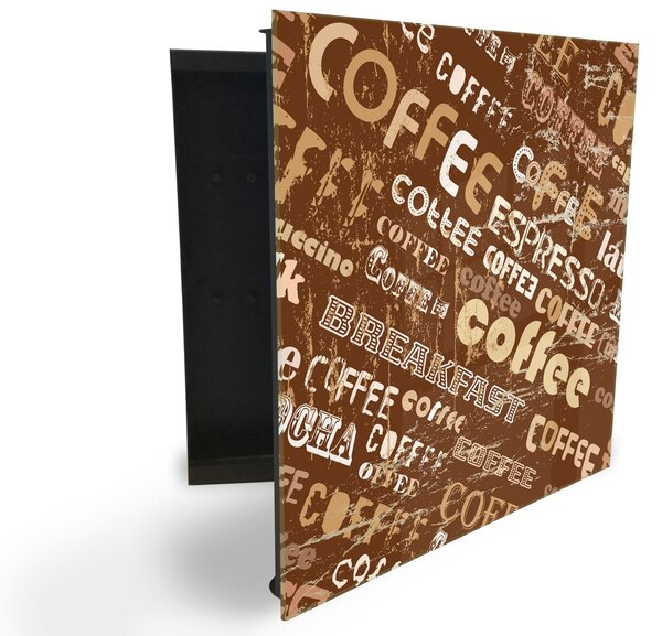 Glasdekor skříňka na klíče - tmavá ilustrace Coffee - Pravé / Černá