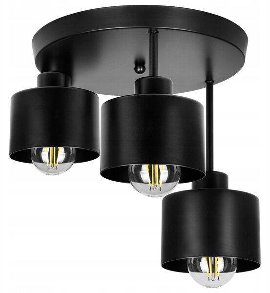 Lampa Sufitowa LED Żyrandol Wisząca 3x E27 Svítidlo Černé do Obývacího pokoje