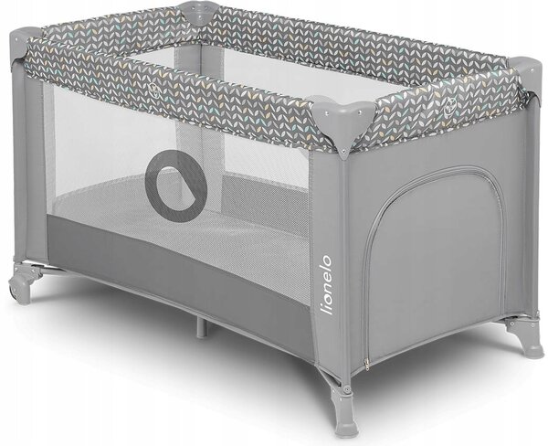 Lionelo Cestovní postýlka LO-STEFI GREY CONCRETE MULTICOLOR