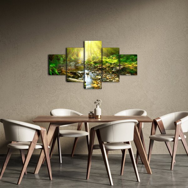 Obraz řeky v zeleném lese (125x70 cm)