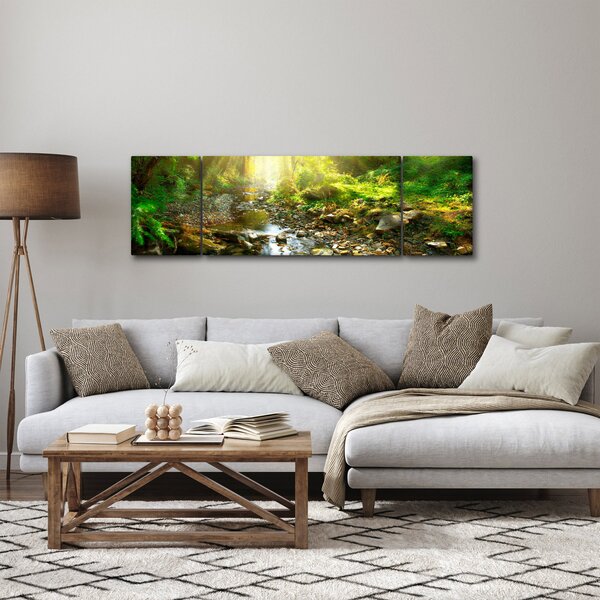 Obraz řeky v zeleném lese (170x50 cm)