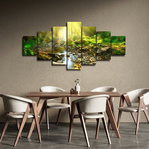 Obraz řeky v zeleném lese (210x100 cm)