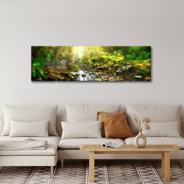 Obraz řeky v zeleném lese (170x50 cm)