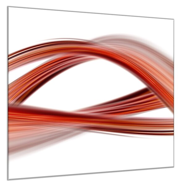 Obraz skleněný čtvercový abstrakt červená vlna - 55 x 55 cm