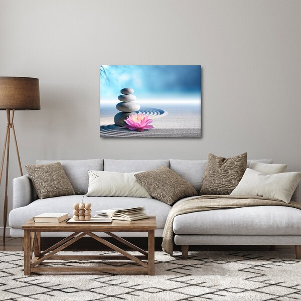 Obraz písku, lilie a spa kamenů (70x50 cm)