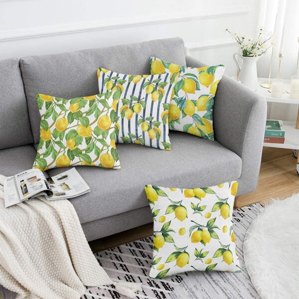 Povlaky na polštáře v sadě 4 ks 43x43 cm Lemons – Mila Home