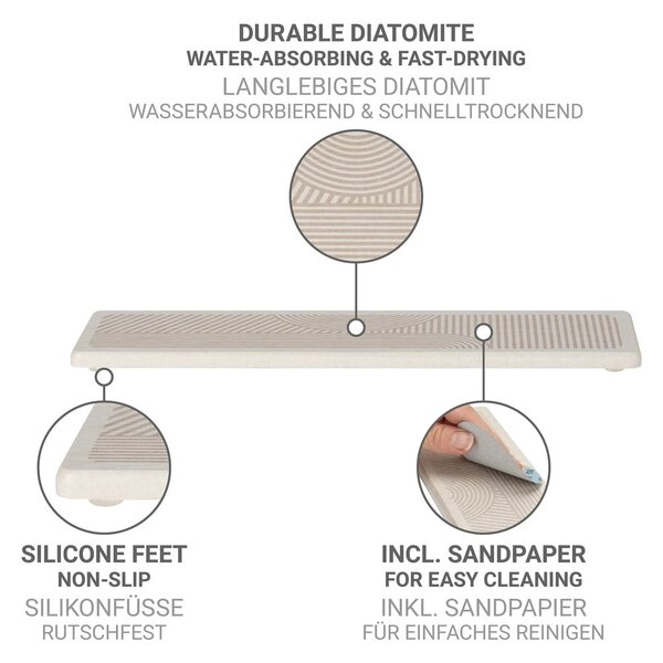 Béžová z křemeliny odkapávací podložka na nádobí 30x8 cm Damon – Wenko
