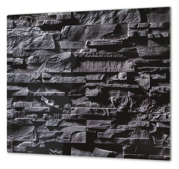 Ochranná deska tmavě šedá kamenná zeď - 52x60cm / S lepením na zeď