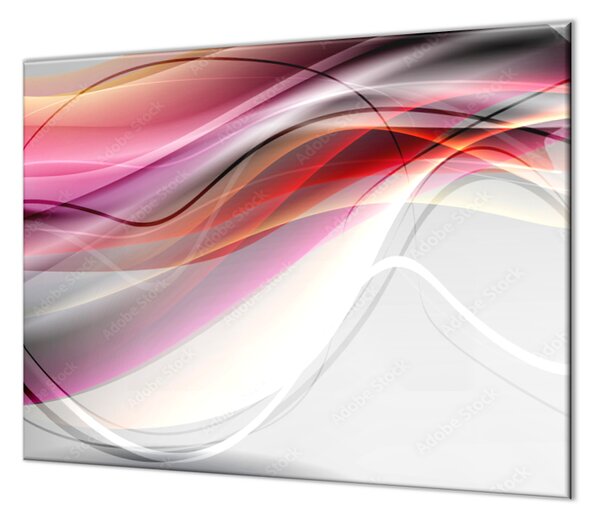 Ochranná deska abstraktní růžová vlna - 52x60cm / S lepením na zeď