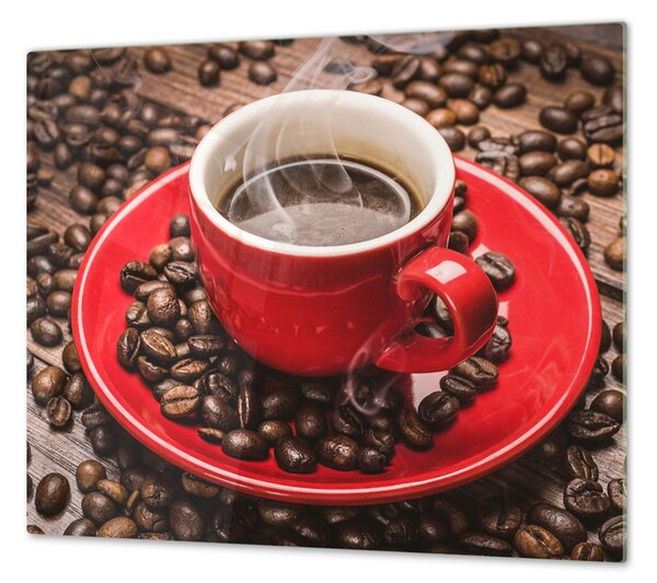 Ochranná deska červený hrnek s kávou - 52x60cm / Bez lepení na zeď