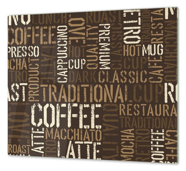 Ochranná deska hnědá ilustrace Coffee - 50x70cm / S lepením na zeď
