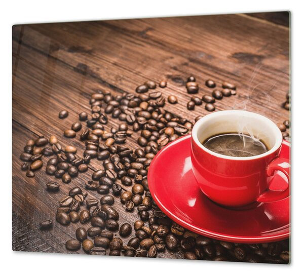 Ochranná deska káva a červený hrnek - 50x70cm / Bez lepení na zeď