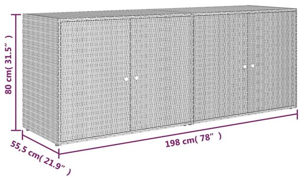 Potah na zahradní nábytek z polyratanu – šedý – 198 x 55,5 x 80 cm – robustní ocelová konstrukce – pro uskladnění zahradního nábytku