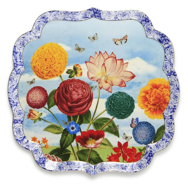 Pip Studio Royal Multi čtvercový porcelánový talíř 38cm, barevný (krásně zdobený porcelánový talíř)
