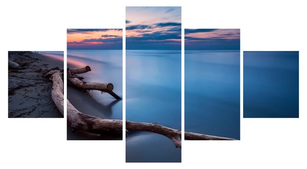 Obraz pláže při západu slunce (125x70 cm)
