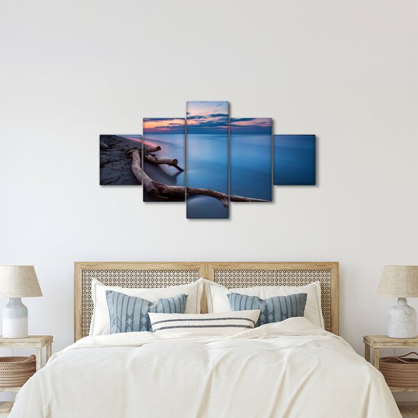 Obraz pláže při západu slunce (125x70 cm)