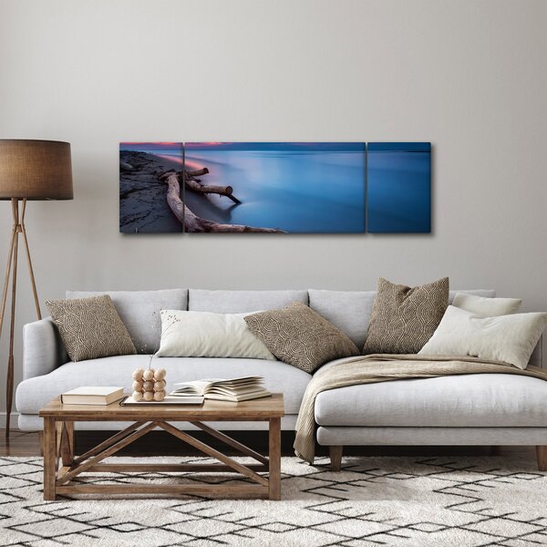 Obraz pláže při západu slunce (170x50 cm)