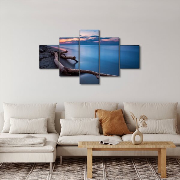 Obraz pláže při západu slunce (125x70 cm)