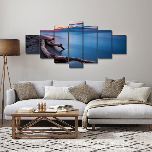 Obraz pláže při západu slunce (210x100 cm)