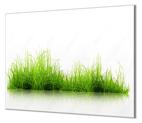 Ochranná deska zelená tráva na bílém podkladu - 52x60cm / Bez lepení na zeď