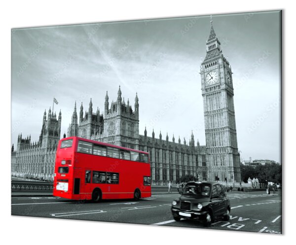 Ochranná deska červený Bus v Londýně - 60x80cm / S lepením na zeď