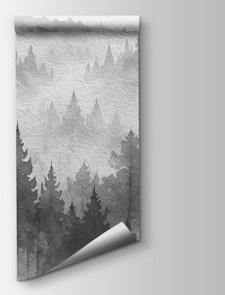 Fototapeta Horská krajina s mlhou a stromy, Přírodní fototapety, Populární fototapety, t00800 - Tapeko.co.cz