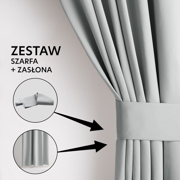 Závěs AmeliaHome Blackout s multifunkční páskou světle šedý, velikost 140x270