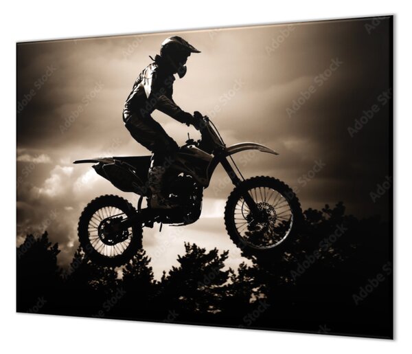 Ochranná deska motocross silueta ve stmívání - 52x60cm / S lepením na zeď