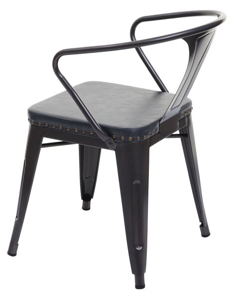 Sada 4 jídelních židlí HWC-H10d, židle Kuchyňská židle, Chesterfield Metal Faux Leather Industrial Gastro black-grey
