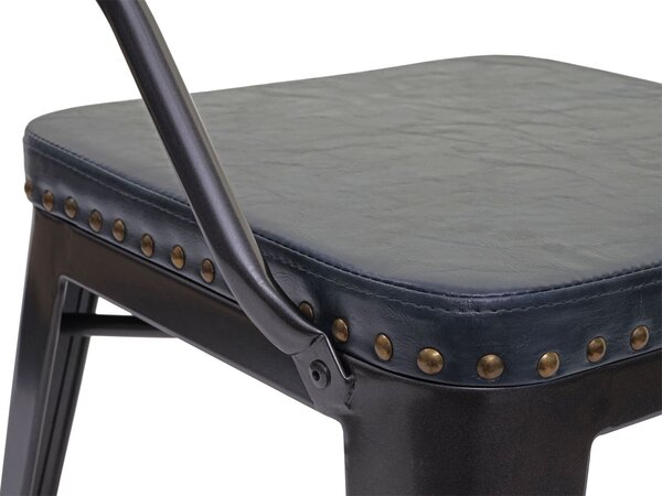 Sada 4 jídelních židlí HWC-H10d, židle Kuchyňská židle, Chesterfield Metal Faux Leather Industrial Gastro black-grey