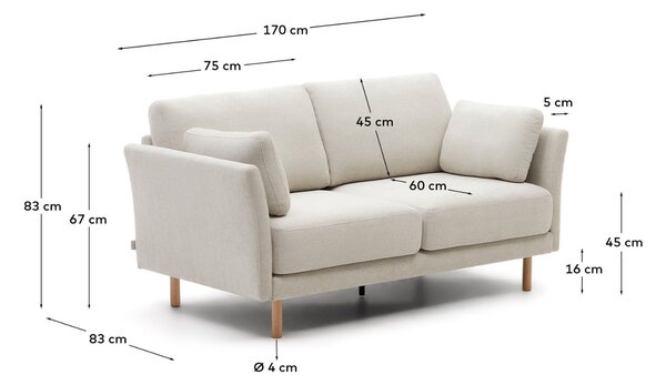 Kave Home Béžová dvoumístná pohovka Gilma 170 cm
