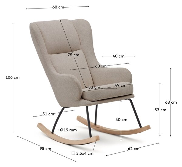 Béžové čalouněné houpací křeslo Kave Home Maustin