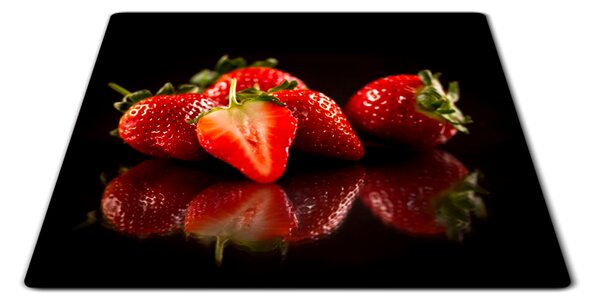 Skleněné prkénko ovoce červené jahody - 30x20cm