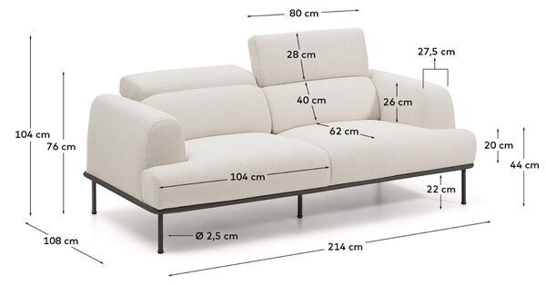 Kave Home Béžová pohovka Aurum II. 214 cm