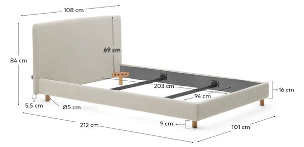 Kave Home Šedá čalouněná jednolůžková postel Valma 90 x 200 cm