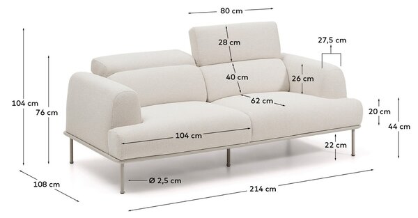 Kave Home Béžová pohovka Aurum 214 cm