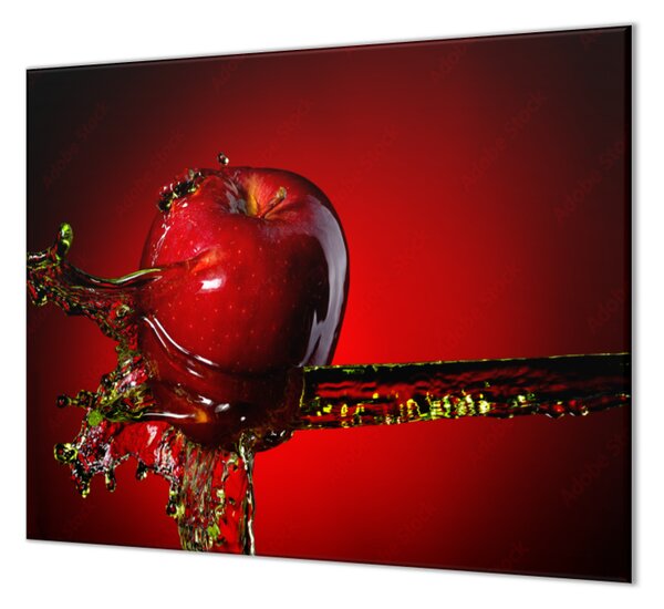 Ochranná deska ovoce červené jablko ve vodě - 70x70cm / S lepením na zeď