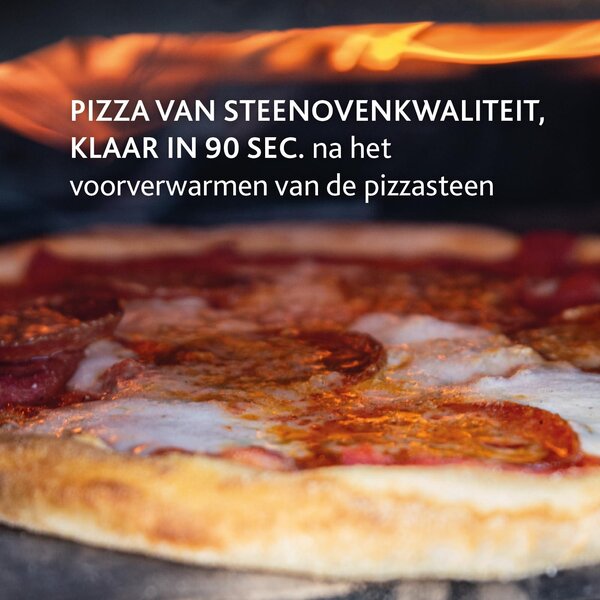 Přenosná pizza trouba - 13 palců - na pelety - 400 °C - dřevěné pelety - černá, prášková barva - venkovní trouba - s kamennou deskou na pizzu