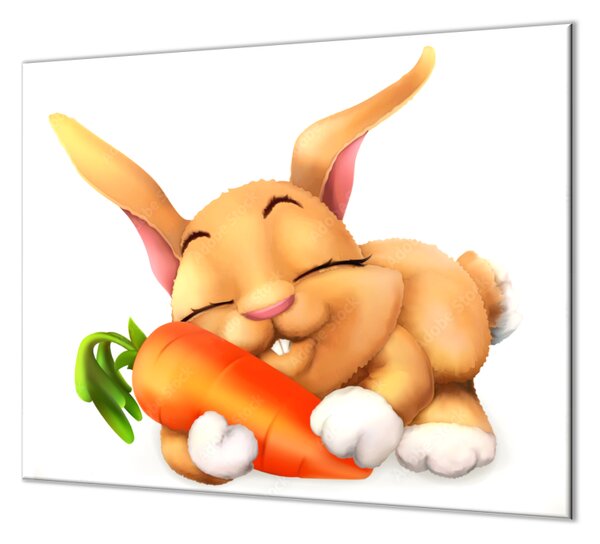 Ochranná deska spící roztomilý králík s mrkví - 50x70cm / Bez lepení na zeď