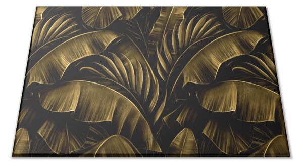 Skleněné prkénko abstraktní palmové a banánové listí - 30x20cm