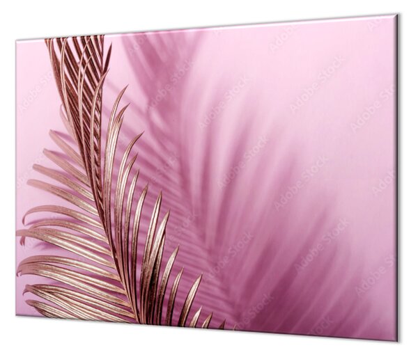Ochranná deska růžový podklad a zlaté listy - 40x40cm / Bez lepení na zeď