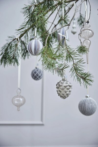 Lene Bjerre Skleněná ozdoba Norille Pinecone - Off White LB316