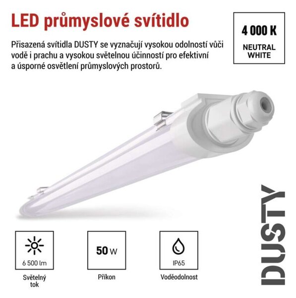 EMOS LED prachotěsné svítidlo DUSTY 50W neutrální bílá, 6500 lm, IP65