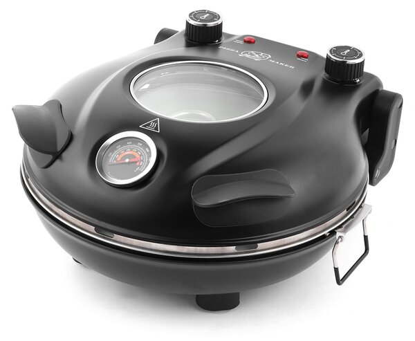 Elektrická pizza trouba, 1200 W - keramický kámen o průměru 31 cm - černá barva - pro použití v interiéru